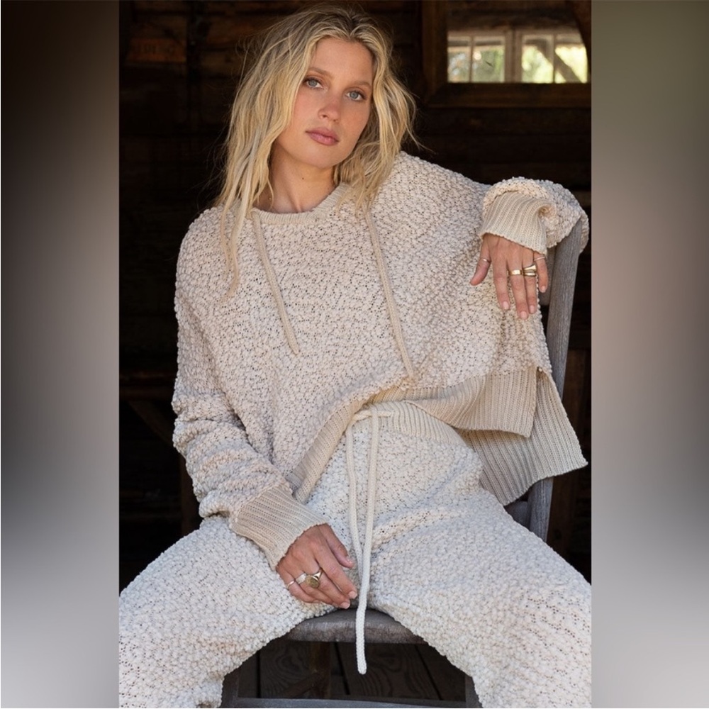 POL Textured Knit hoodie in Tan